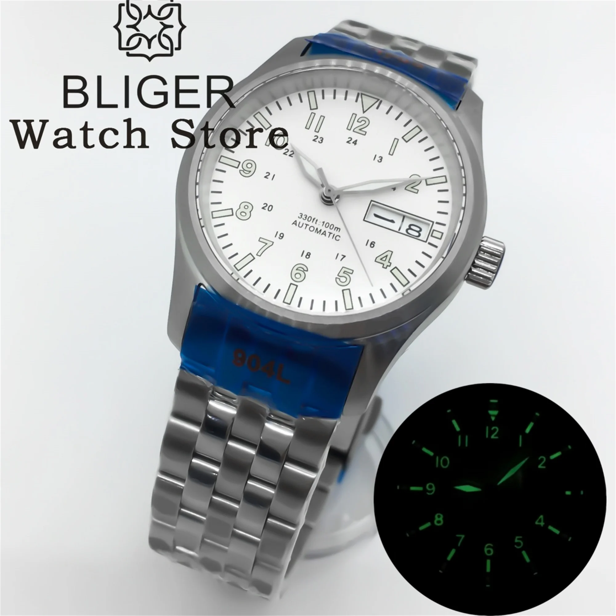 

BLIGER 36 мм 39 мм NH36A 20 бар автоматические мужские часы для дайвинга с сапфировым стеклом зеленый светящийся циферблат из нержавеющей стали с винтовой головкой