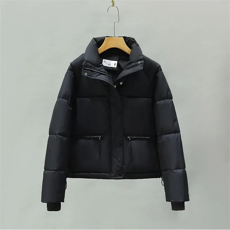 2025 Autumn Winter Overcoat Cotton-padded Coat Women Stand-up Collar Parka Short Jacket Student Thicken Warm Tops Loose Coats 6