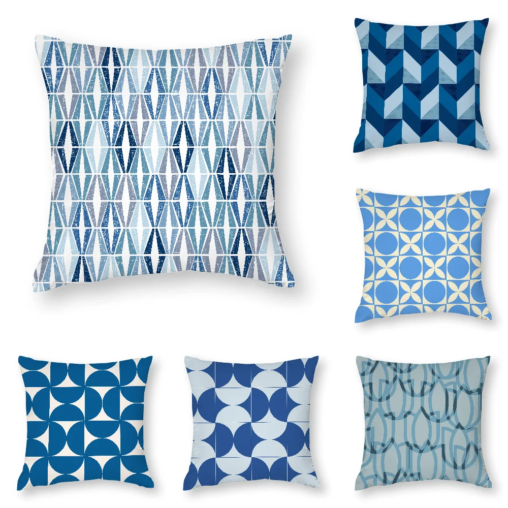 

Nordic Minimalist Blue Geometric Pillow Case 3D Print Polyester Fiber 45*45 cm Home Sofa Throw Pillow Cover Decoration Gift