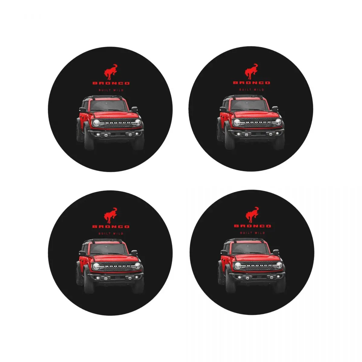 

Bronco And Logo Race Red Coasters Kitchen Placemats Insulation Cup Coffee Mats For Decor Home Tableware Pads Set of 4