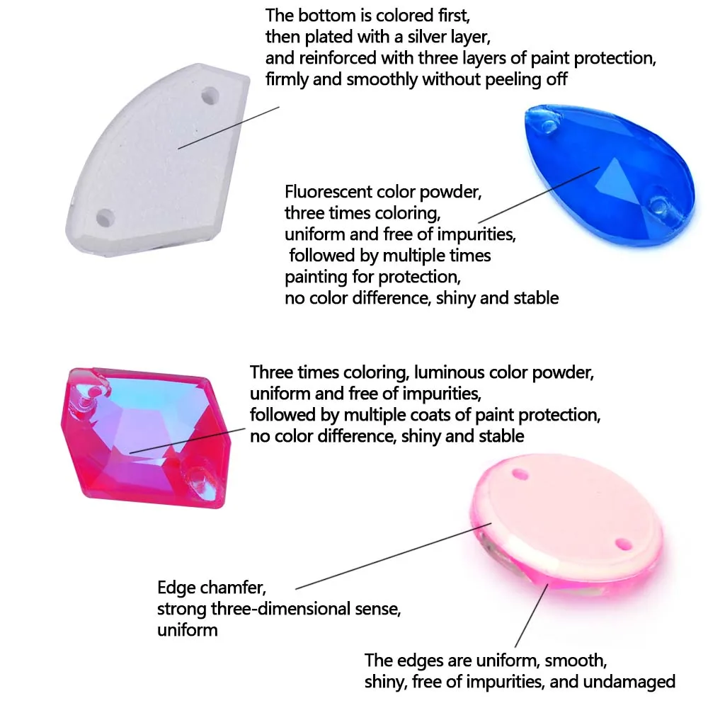 Pubrilex Cosmic Glitter Aufnähbare Strasssteine aus Glas mit abgeschrägten Kanten für Kleidungsstücke und Dekorationen – Detail 4