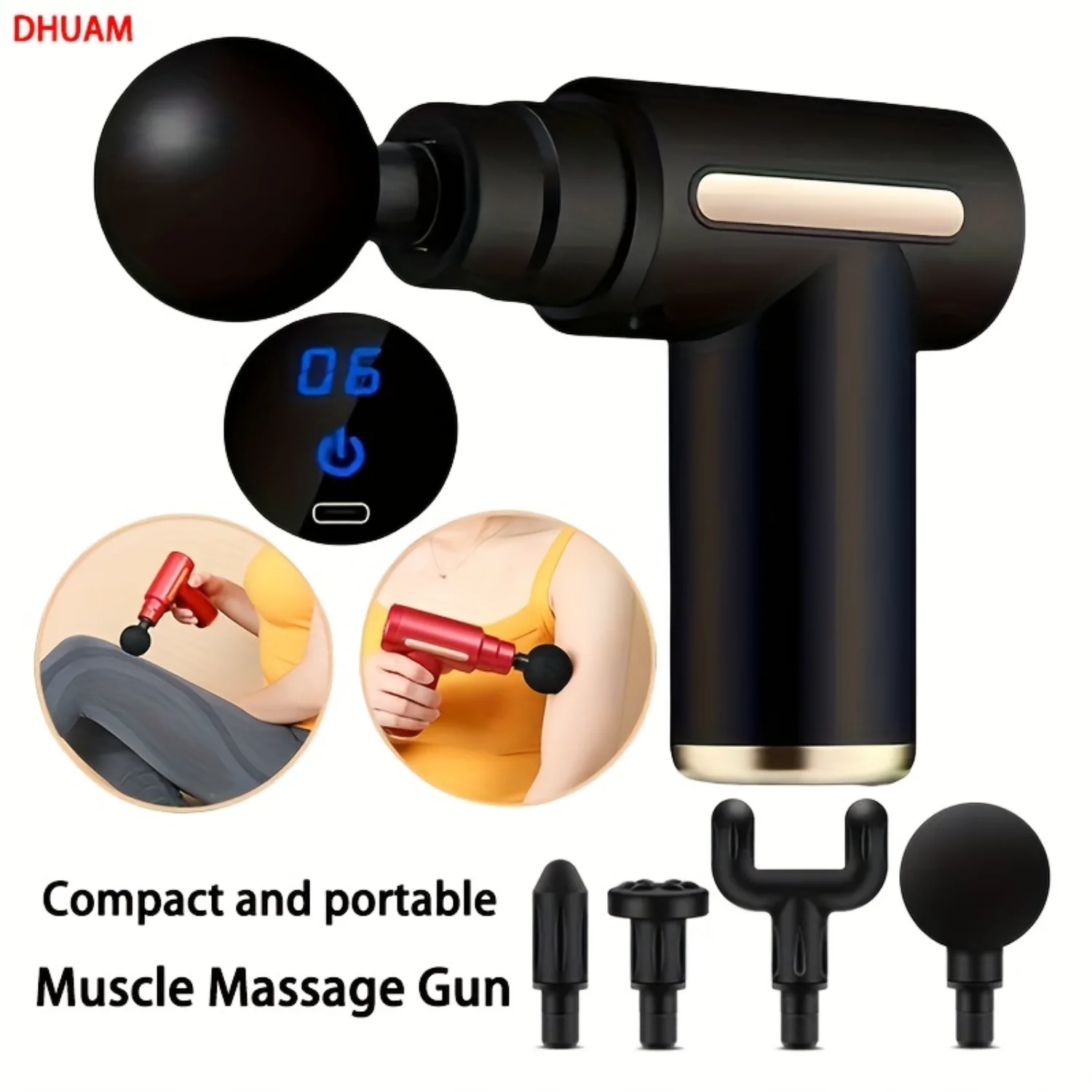 PowerRelief Fascia Gun Massager - Deep Tissue Therapy, High-Torque Motor, Portable & Elegant - Rapid Soreness Relief for Body, B