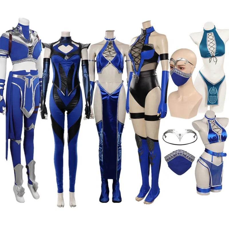 Mortal Cos Kombat Fantasy Kitana Cosplay Costume Adult Women Dress Outfits Halloween Carnival Party Disguise Suit