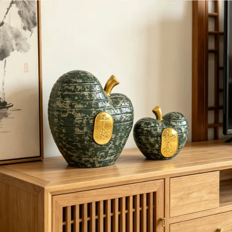 Ceramic Art Geometric Stripe Pear Sculpture, Cute and Fun Christmas Apple Model Statue Ornament, Room Aesthetic Decoration