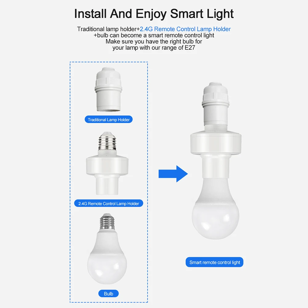 Smart Bulb Socket E27 Smart Bulb Holder Supports eWeLink App Control Smart Life Light Base Bluetooth-compatible