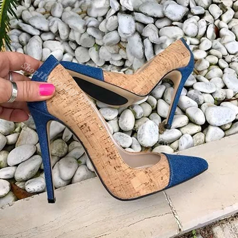 

Mixed Splicing Stiletto Sexy Pumps Pointed Toe Elegant British Style Fashion Design for Women Dress Pumps Zapatos Para Mujere