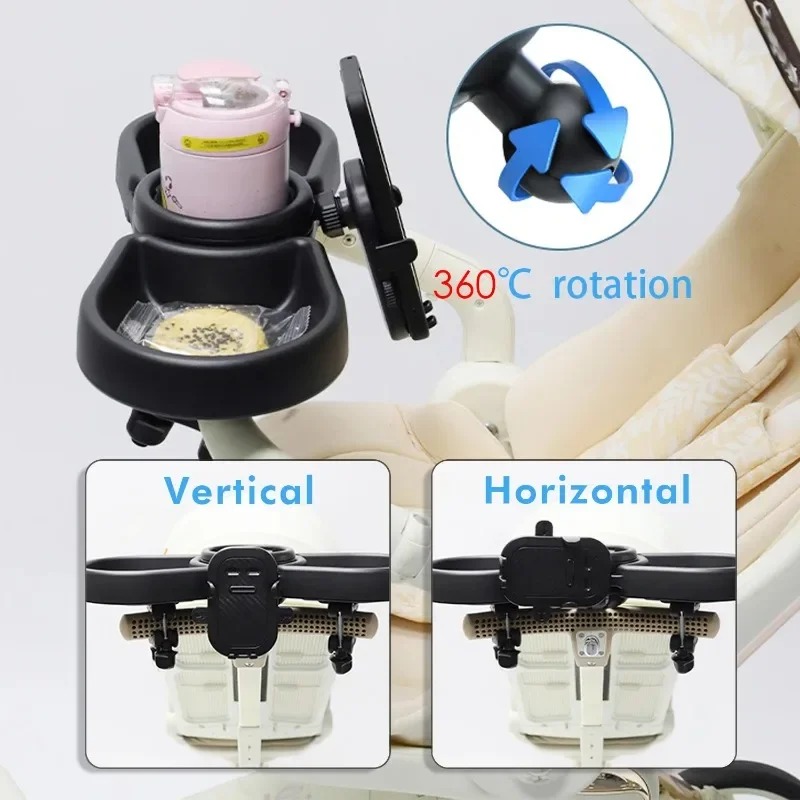 Baby Stroller Dining Plate 4 in 1 Stroller Cup Holder Bottle Holder Suitable for 99% Of All Stroller Accessories Mobile Holder