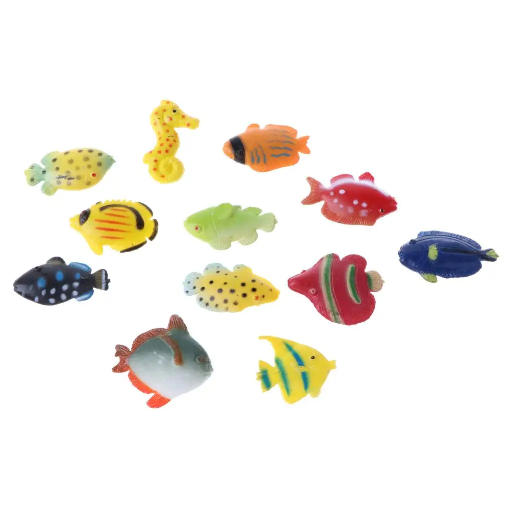 12x Plastic Fish Model Figures Party Favors for Kids Children