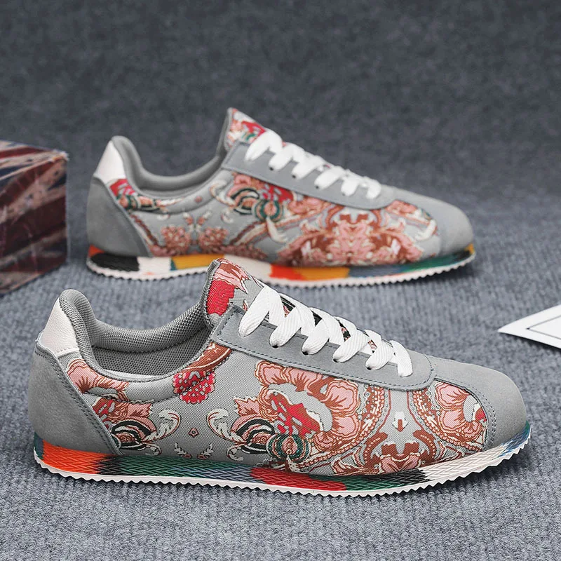 Men Casual Shoes New 2025 Men's Yellow Sneakers Fashion Graffiti Printed Fabric Men Sneakers Comfort Lightweight Flats Shoes view 3