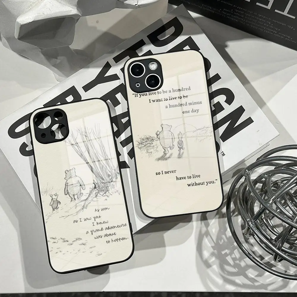 

Winnie the Pooh Quotes bare Phone Case Tempered Glass Shell FOR IPhone 16ProMAX 14 12 17Pro Air 15 16 Plus 13 Pro MAX Cover