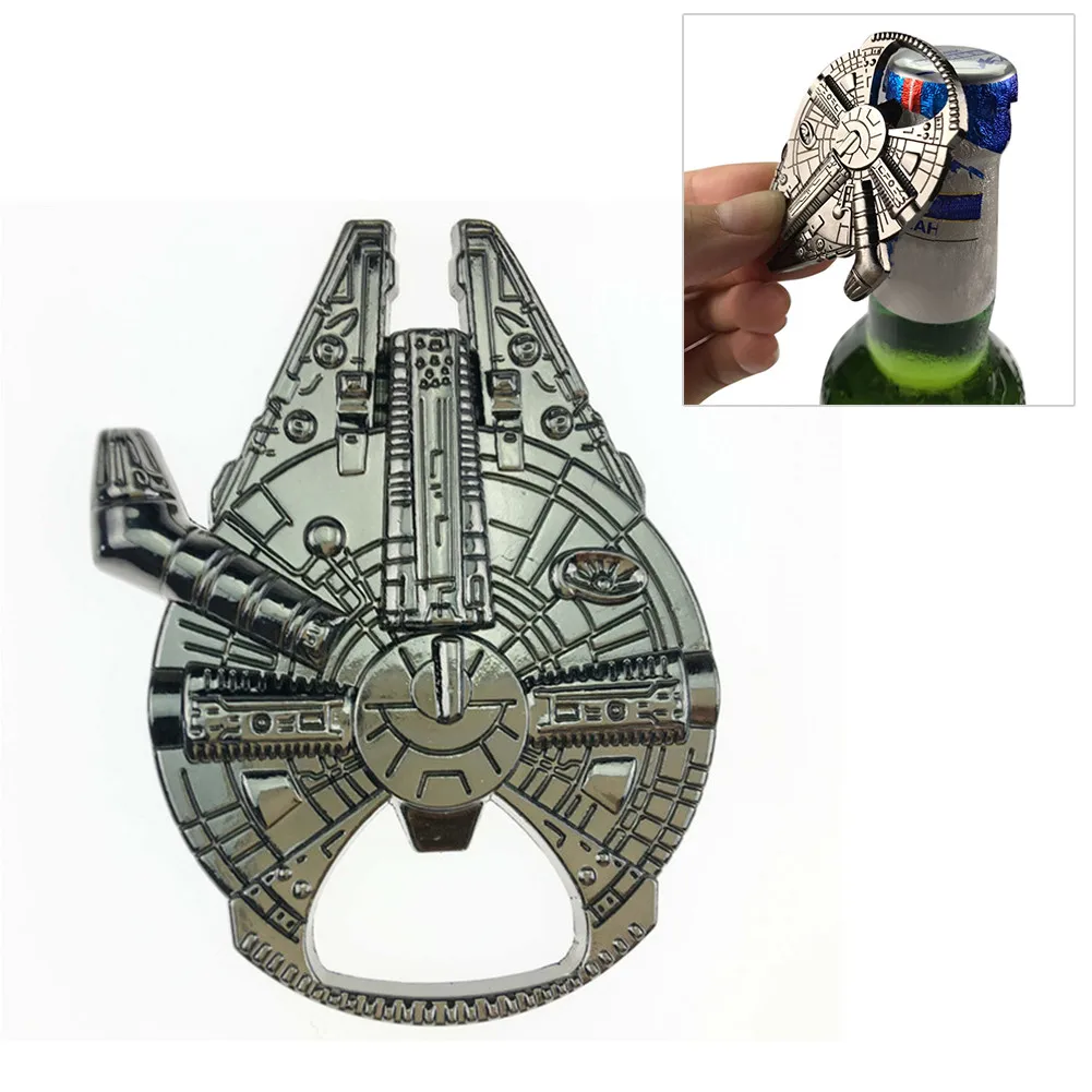 Vintage Spaceship Bottle Opener MovieMillennium Falcon Key Chain Badge Bar Kitchen Accessories Souvenir Gift Spaceship Key Ring