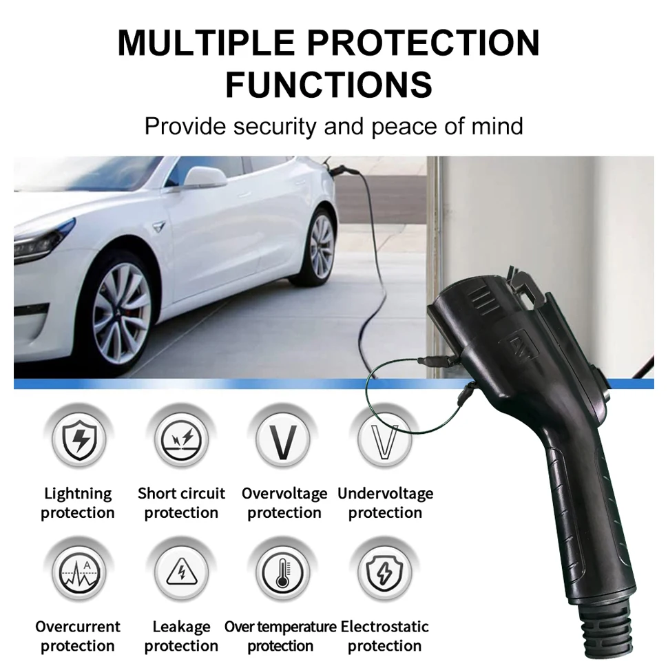 Electric Car Charger 7KW 8 to 32Amp EV Charger Wallbox Type 2 Charging Stations Type 1 Charging Cable GBT for Tesla Hyundai Kia