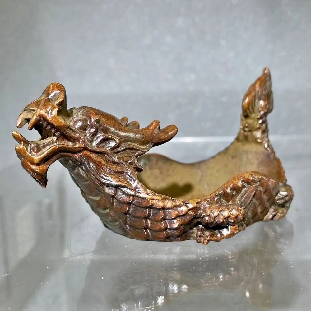 

Bronze Dragon Statue Inkstone Paperweight Collection Decoration