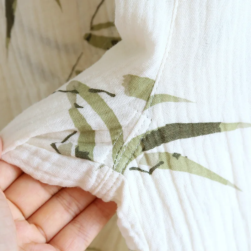 2025 Zomer Nieuwe Dames Pyjama Set 100% Puur Katoen Crêpe Sling + Shorts + Crop Broek Driedelige Set met Borstkussen Home Fury