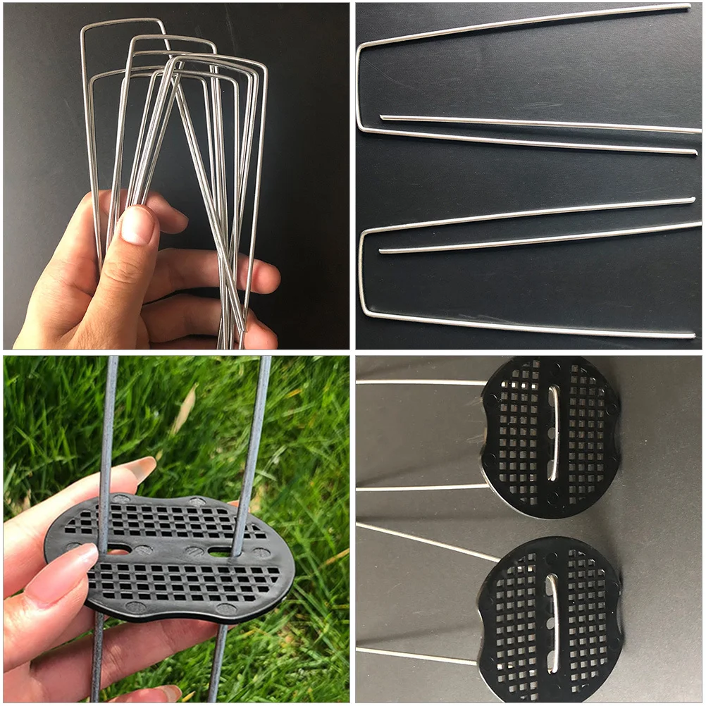 

50 set U-Shaped Artificial Lawn Pegs Metal Ground Nails For Garden Fixing Tent Anchoring Gardening Stakes Outdoor Landscaping