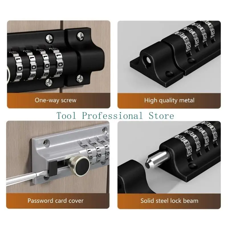 57QF 4-Digit Combination Padlocks Password Lock Sliding Bolt Door Lock Anti-theft Safety Slide Latches Lock Easy to Install - view 4