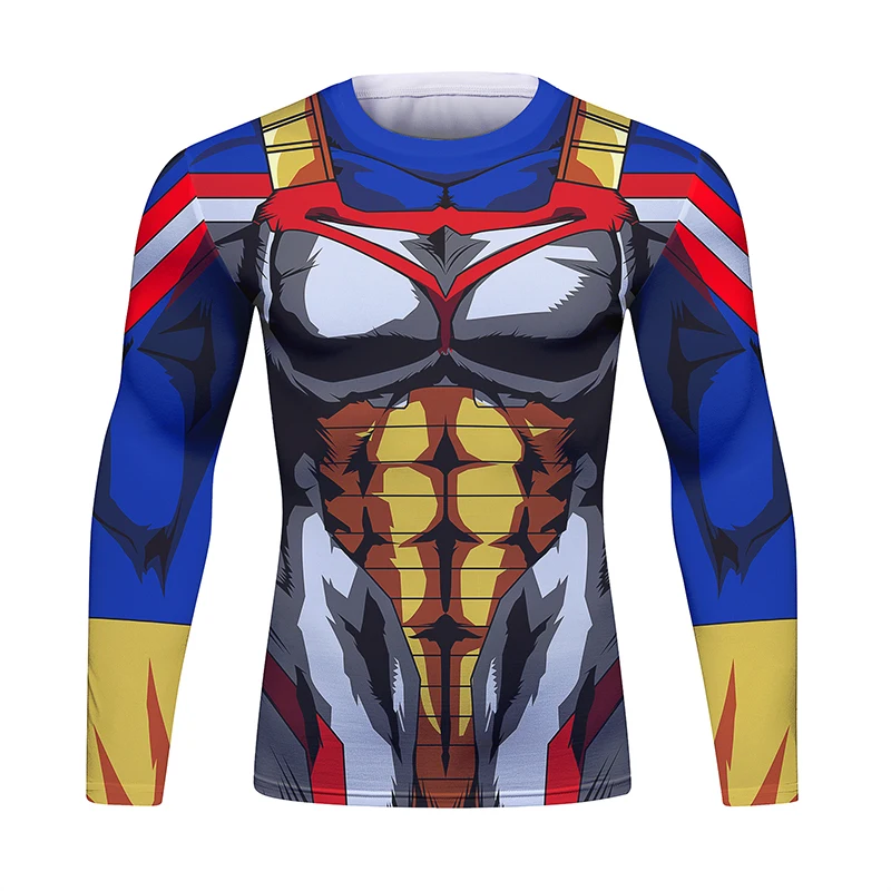 BJJ Fight Rashguard Men\'s Sports T-shirt Tops Fitness Printed Sublimation Boxing MMA Compression Tights Long Sleeve T-Shirts