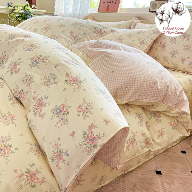 100% Cotton Duvet Cover Set 3pcs - Bedding Set (1 Duvet Cover 2 Pillowcases), Hypoallergenic, Comfort Suitable for All Seasons