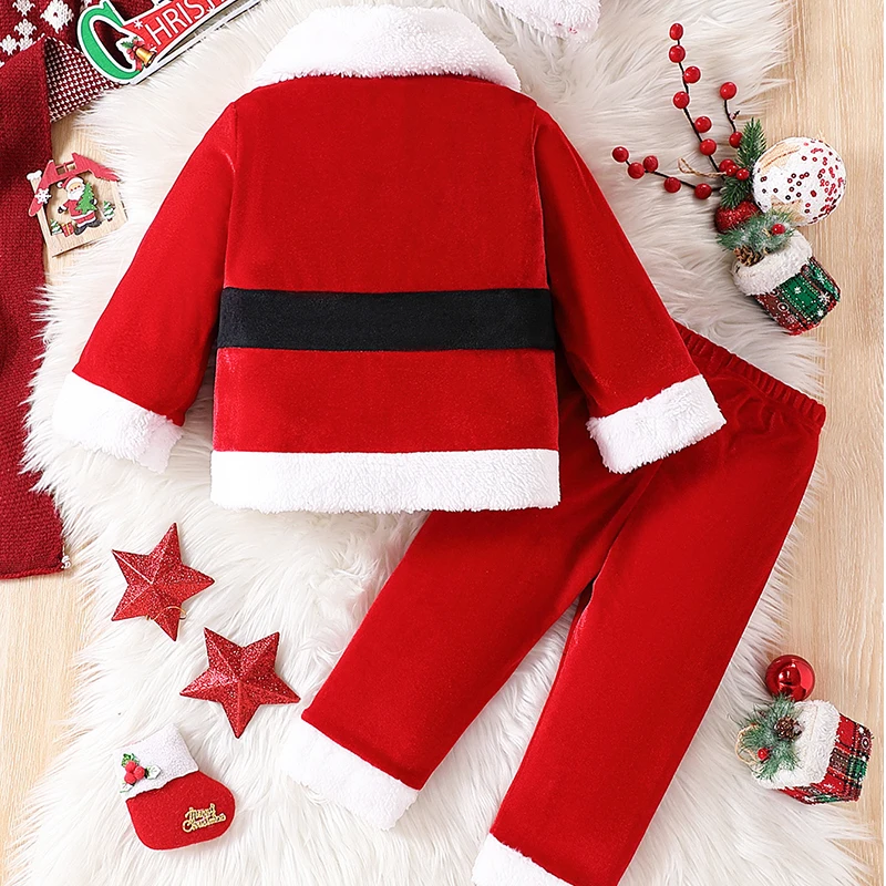 3Piece Autumn Winter Baby Sets Girl Boy Clothes Christmas Santa Claus Cute Fleece Warm Tops+Pants+Hat Newborn Photography BC1690