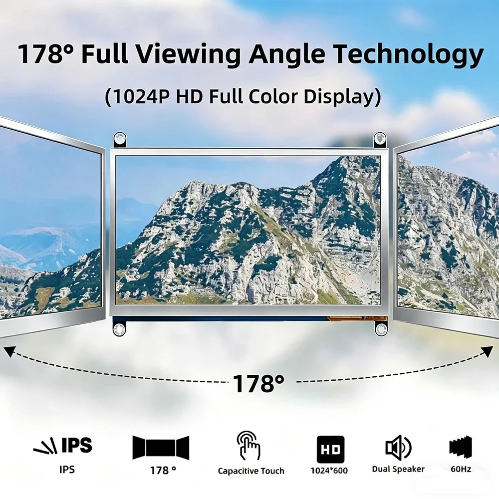 LESOWN Integrated Display Module 7 inch IPS Panel with Board HDTV No Driver for AIDA64 PC Case Sub Screen
