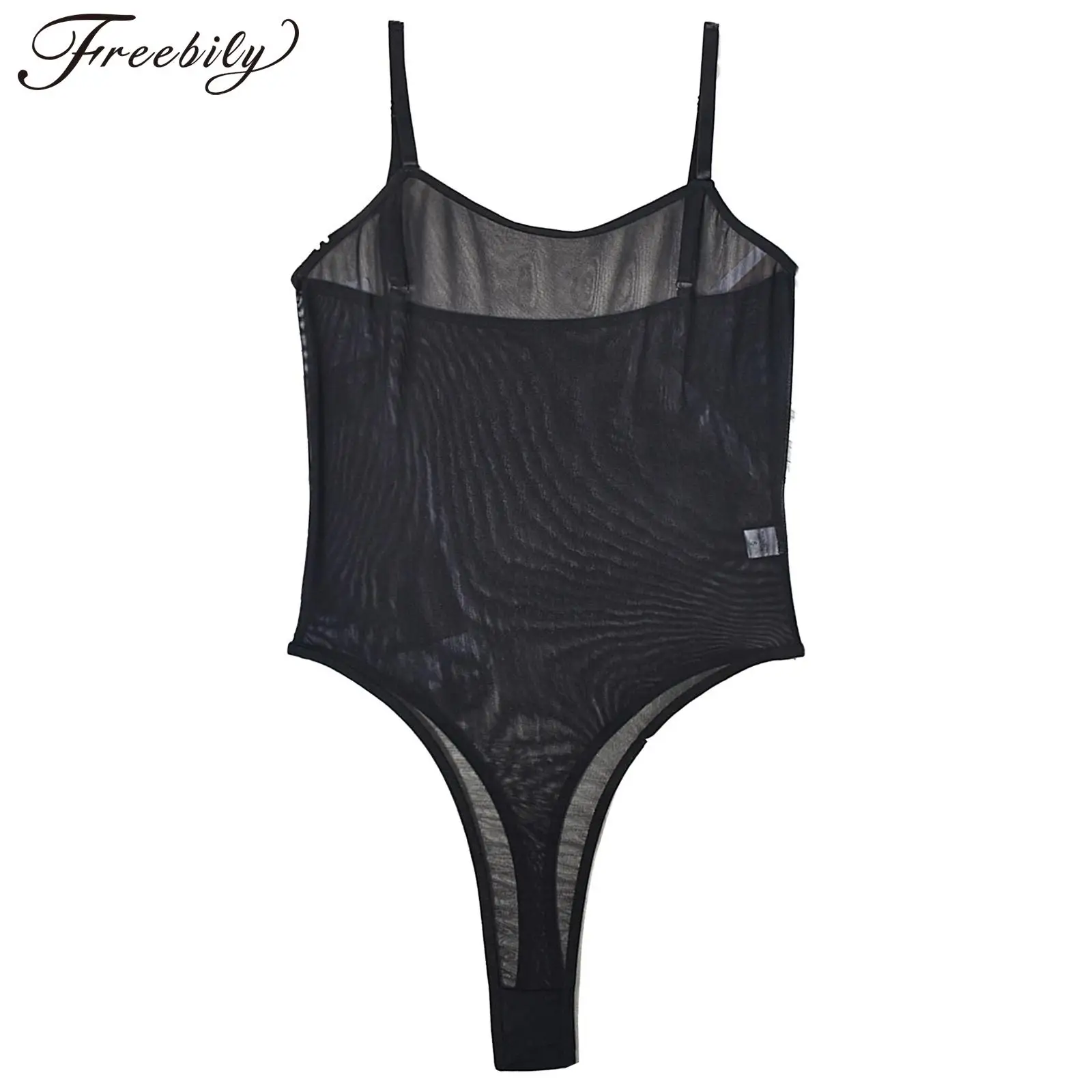 

Sexy Womens Monokini One-Piece Swimsuit Pool Party Swimwear Backless High Cut Leotard Bathing Suit See-Through Mesh Bodysuit