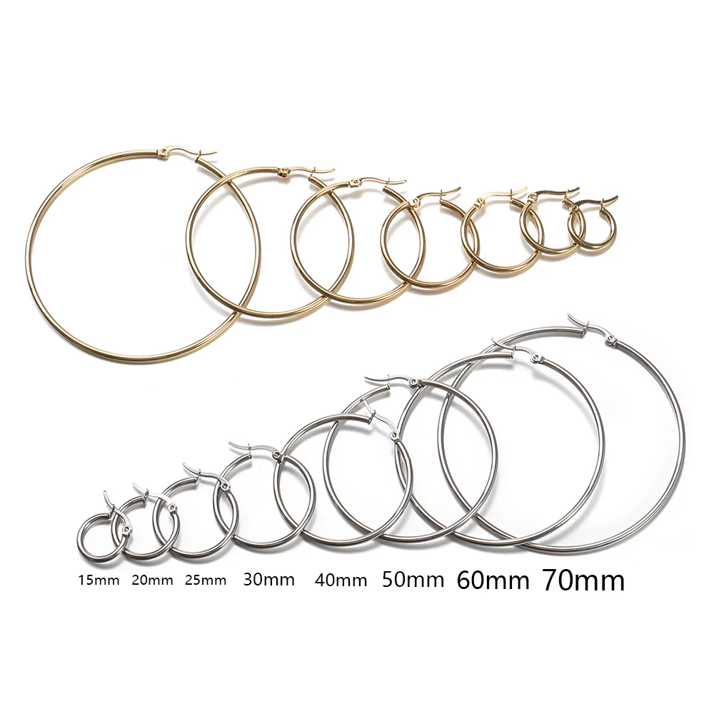 10pcs 15 20 25 40mm Earring Hooks Base Ear Ring 316L Stainless Steel Open Hoop Earrings Circle for Jewelry Making DIY Components