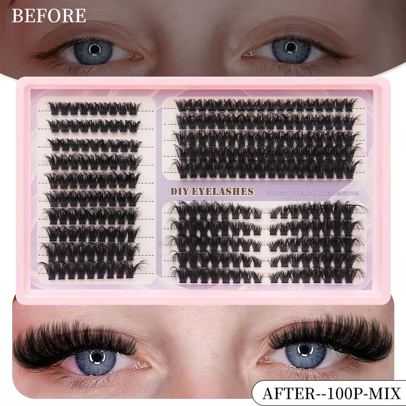 20 Reihen Premium-Wimperncluster-Sets, weiche, flauschige, einzelne Wimpern, natürliche Wimpernverlängerungssets – Detail 6