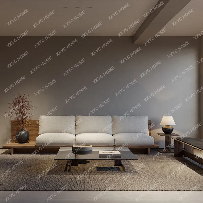 Bed and breakfast hotel solid wood sofa combination log sales office lobby booth reception negotiation fabric sofa
