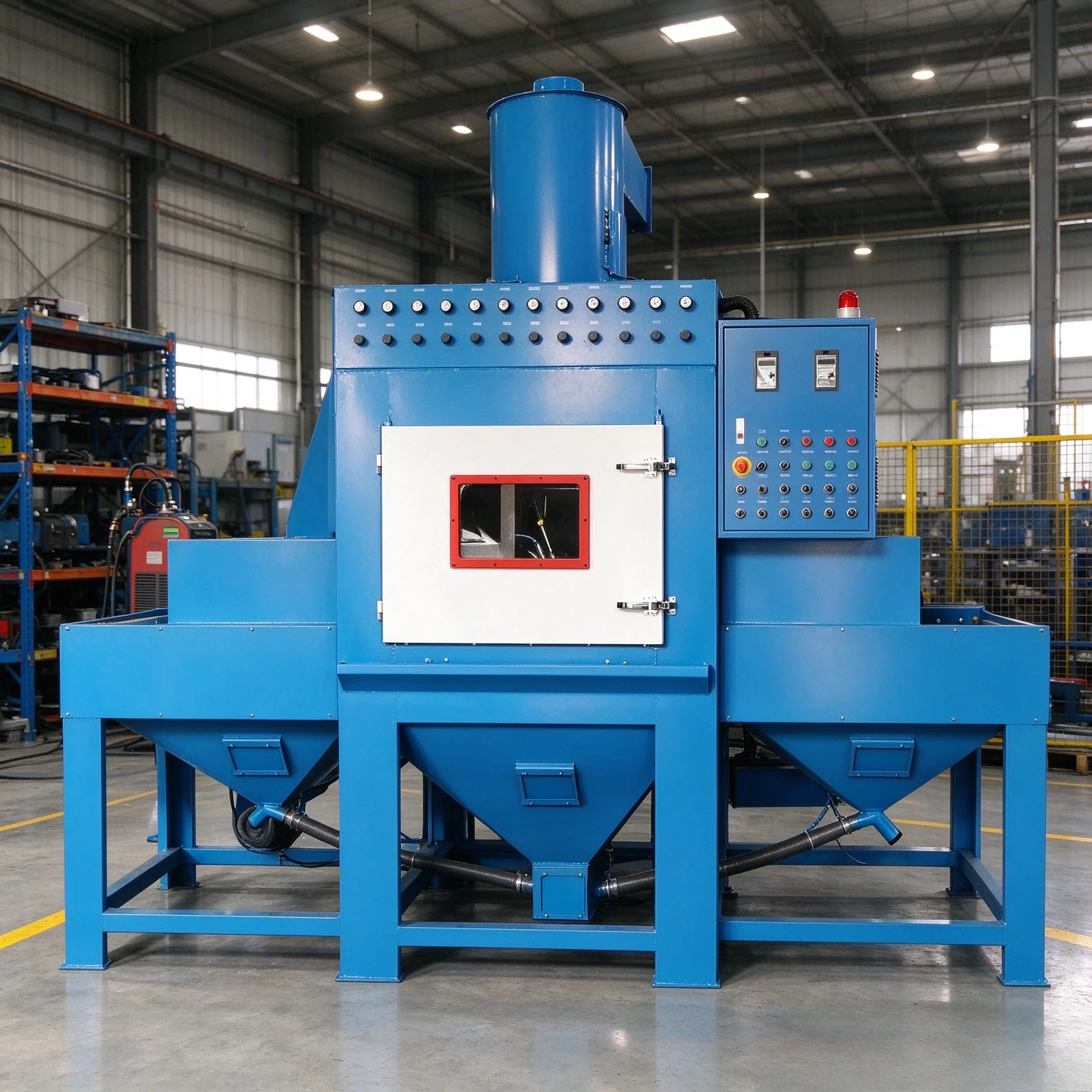 Automatic Conveyor Sandblasting Machine PLC Controlled 12 Guns Engine High Productivity for Acrylic Glass Aluminum Profiles