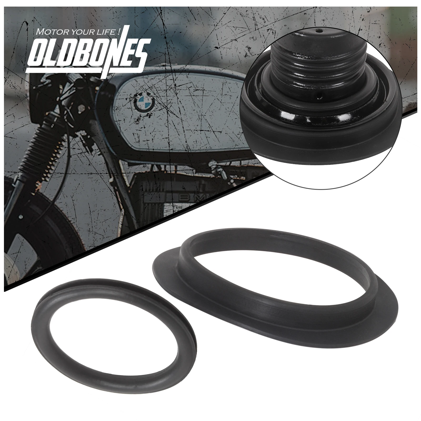 Cafe Racer R Serie Für R65 R75 R80 R85 R90 R100 2PCS Gummi Kraftstoff Gas Öl Tank Abdeckung Dichtung O ring Dichtungen Motorrad Zubehör