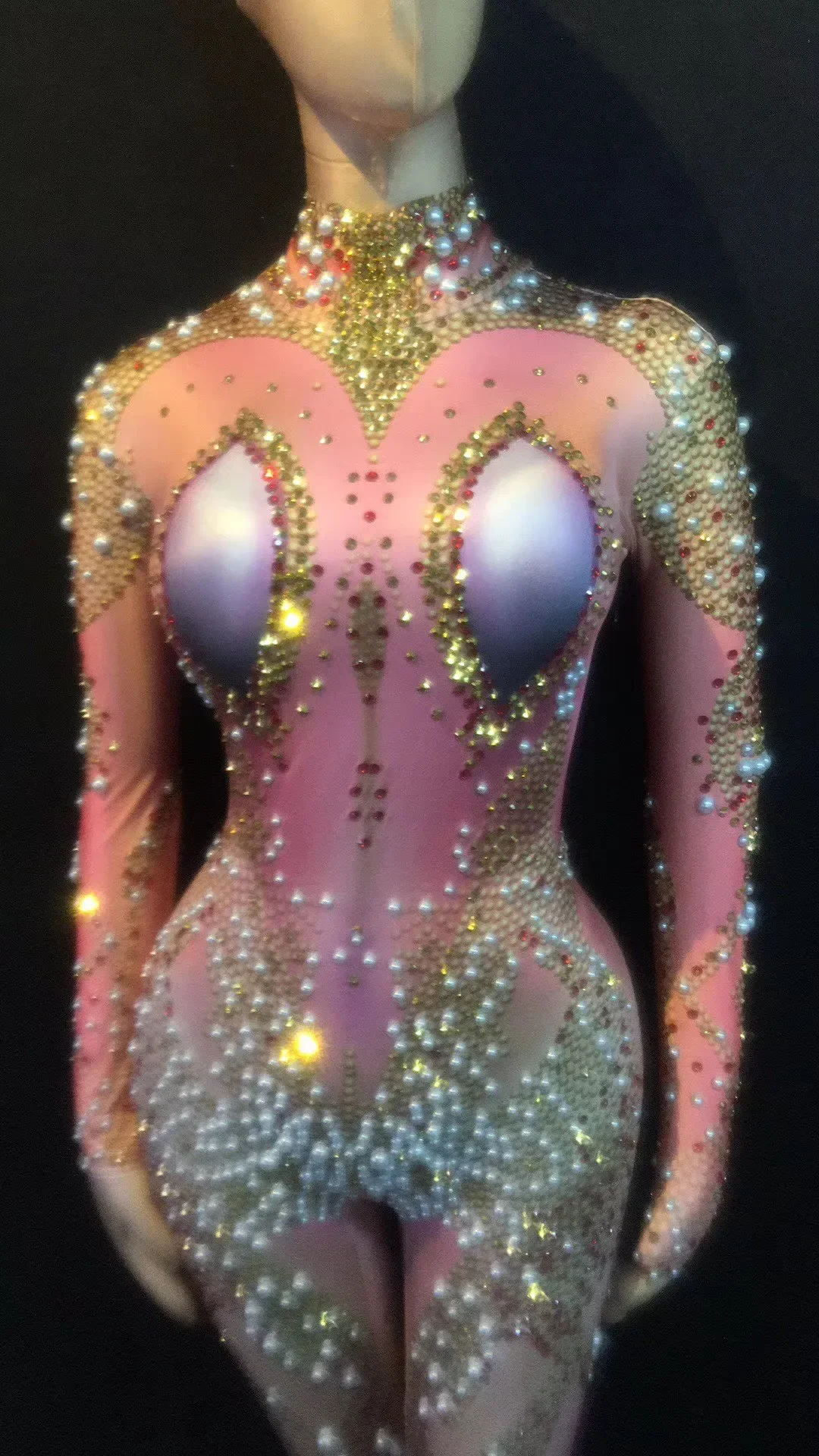 fashion Stage Big Rhinestones Jumpsuit Women Sexy Glisten Bodysuit Dance performance Costume Birthday Singer nightclub romper