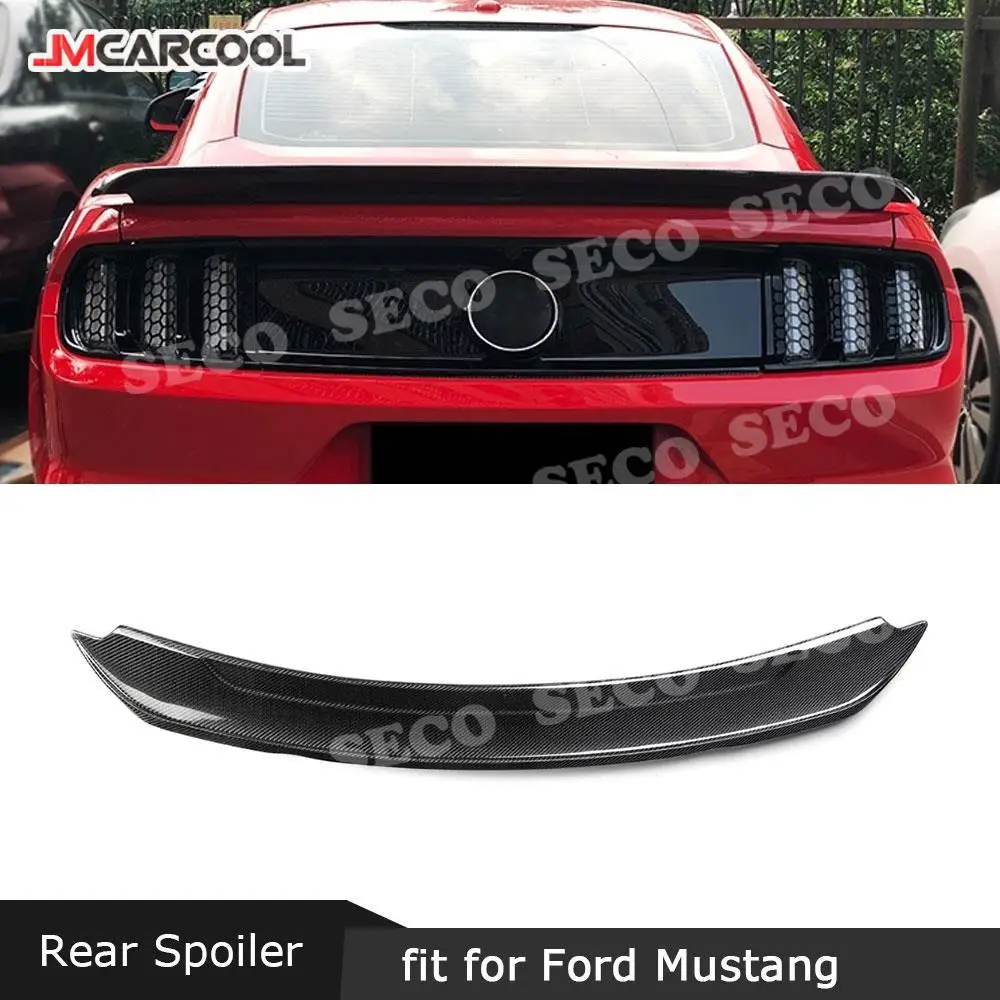 

JMCARCOOL задний спойлер из углеродного волокна для Ford Mustang GT V8 V6 Coupe GT350 Style Spoiler 2015 2016 2017, задние крылья багажника из АБС-пластика