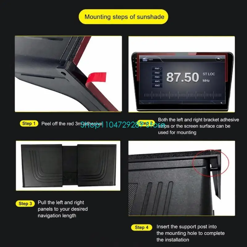 D8KE Upper Mounted Screen Top Cover for Car Navigation Displays, Extendable ABS Panel for 7 to 12 Inch Dashboard Map Viewing