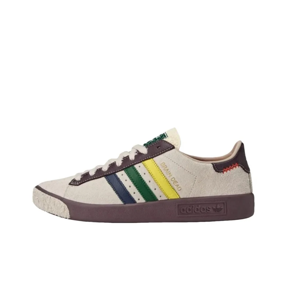 Brain Dead X Adidas Originals Forest Hills Skateboard Shoes Men's Low Top Cream White/Yellow/Night Red JR7943