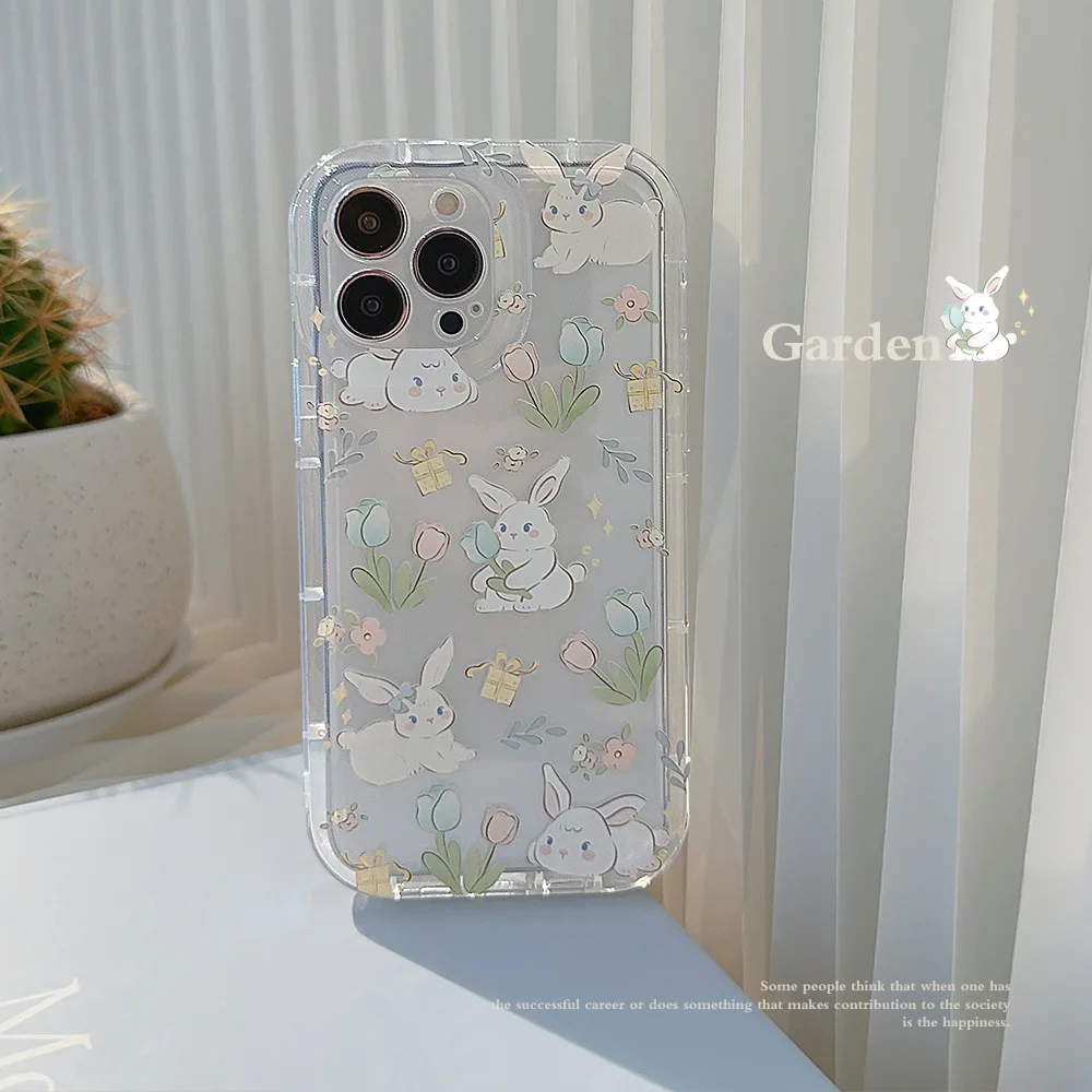 Cute Cartoon Bunny Print Phone Case for Samsung Galaxy 24 23 22 21 20 Plus Ultra FE A73 A72 A71 A52 A51 A32 Note 20 Airbag Funda