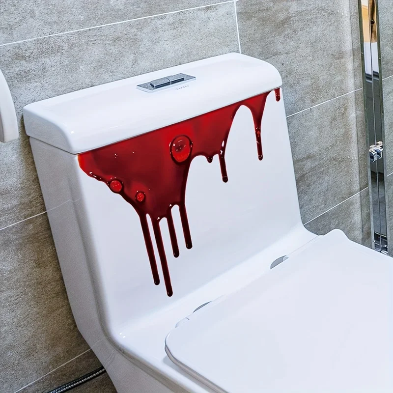 1pc Halloween Horror Blood Splatter Dripping Toilet Decorative Sticker Self-Adhesive and Easy to Remove Home Decor for Bathroom
