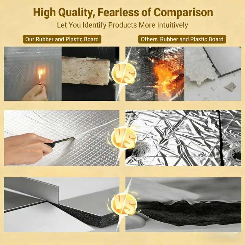 Self Adhesive Car Soundproofing Deadening Mat 5mm Thick Fireproof Rubber Pad  Aluminium Foil Car Hood Engine Door Bonnet 0.5x2M