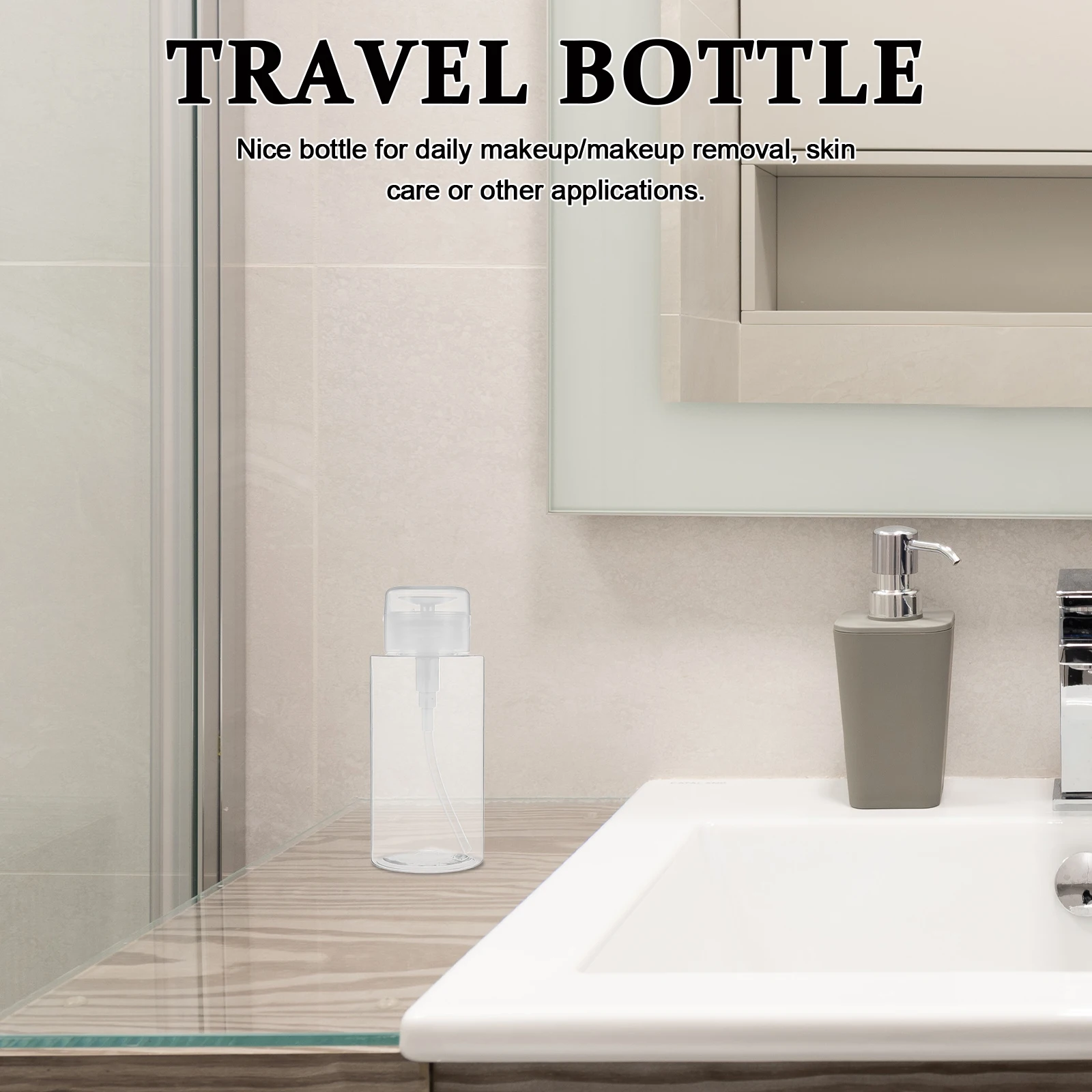 

1pc Pump Bottle for Makeup Remover Travel Toiletries PET Material Lightweight Portable Reusable Cosmetics Skincare Bottles