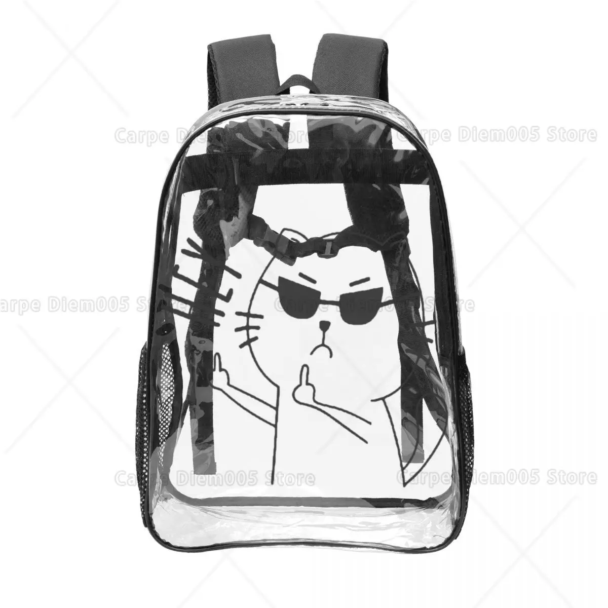 

16-дюймовый рюкзак из ПВХ с принтом «Крутой и озорной кот» – модный забавный школьный рюкзак для подростков, прочный водонепроницаемый рюкзак для мужчин и женщин