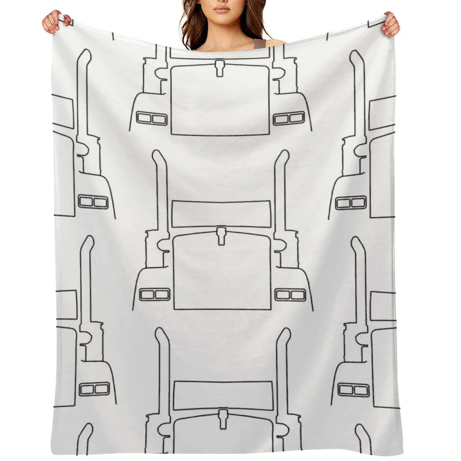 

Kenworth big rig truck outline graphic (black) Throw Blanket Giant Sofa Multi-Purpose Beach blankets and throws Blankets