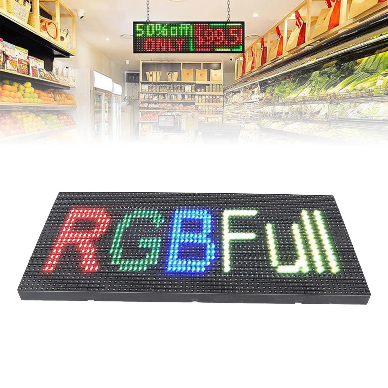P10 Full Color Scrolling LED Display Indoor Waterproof LED Display Screen Unit Board for Storefronts Salons Cafes 32x16cm