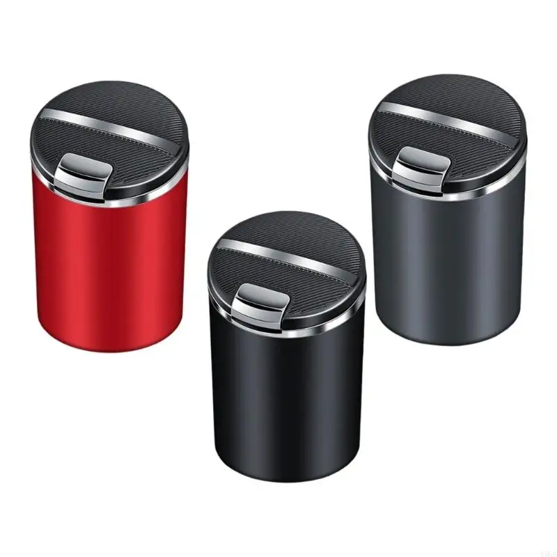 Car Ashtray with Lid, Ceramic Inner Cup, Small-Profile Covered Vehicle Ashtray for Commuting, Cup Slot or Door Pocket Use Y5GB