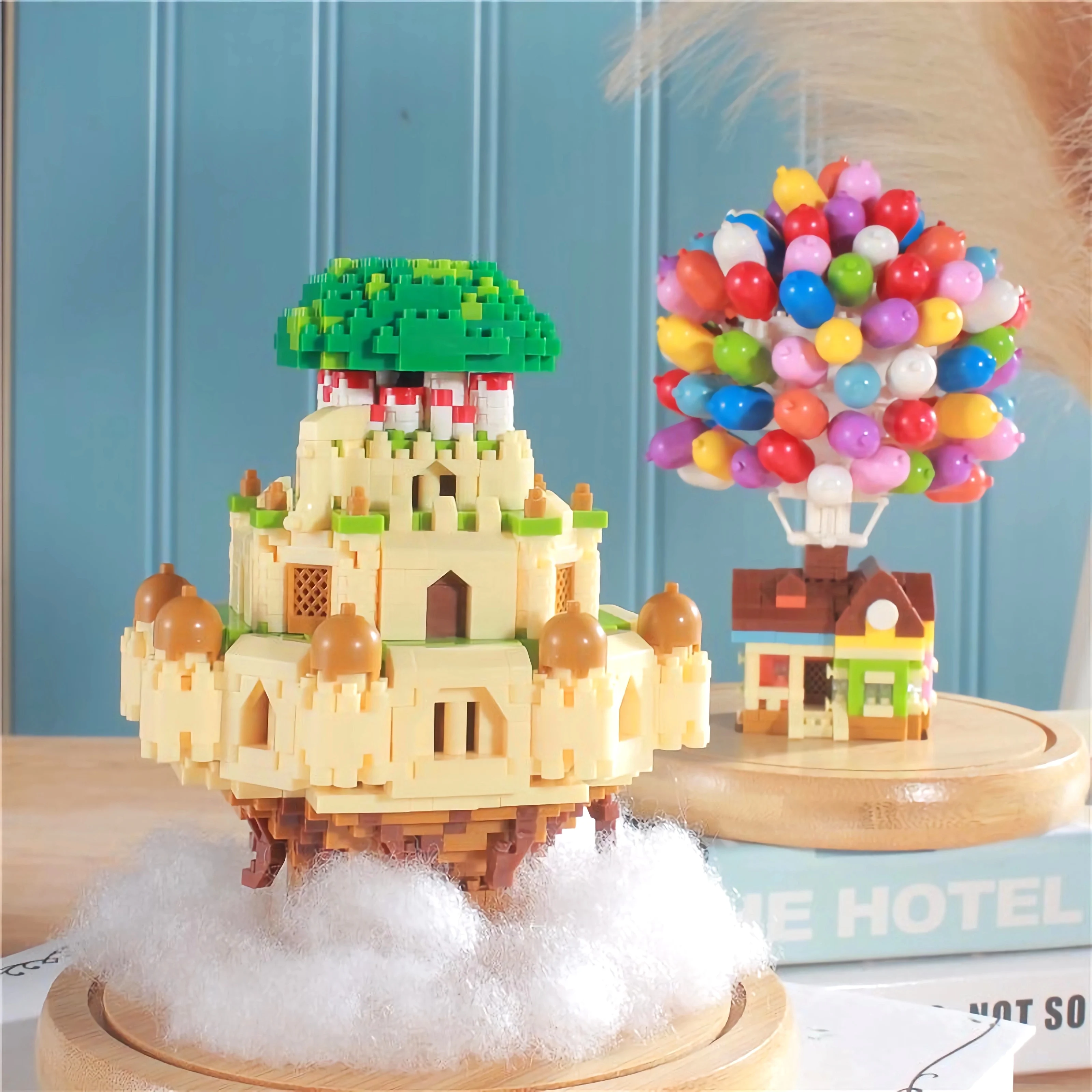 Wisehawk プラスチックミニブロックバルーンフライングハウス空中城 DIY マイクロレンガ 3D モデル構築セット子供のための知育玩具