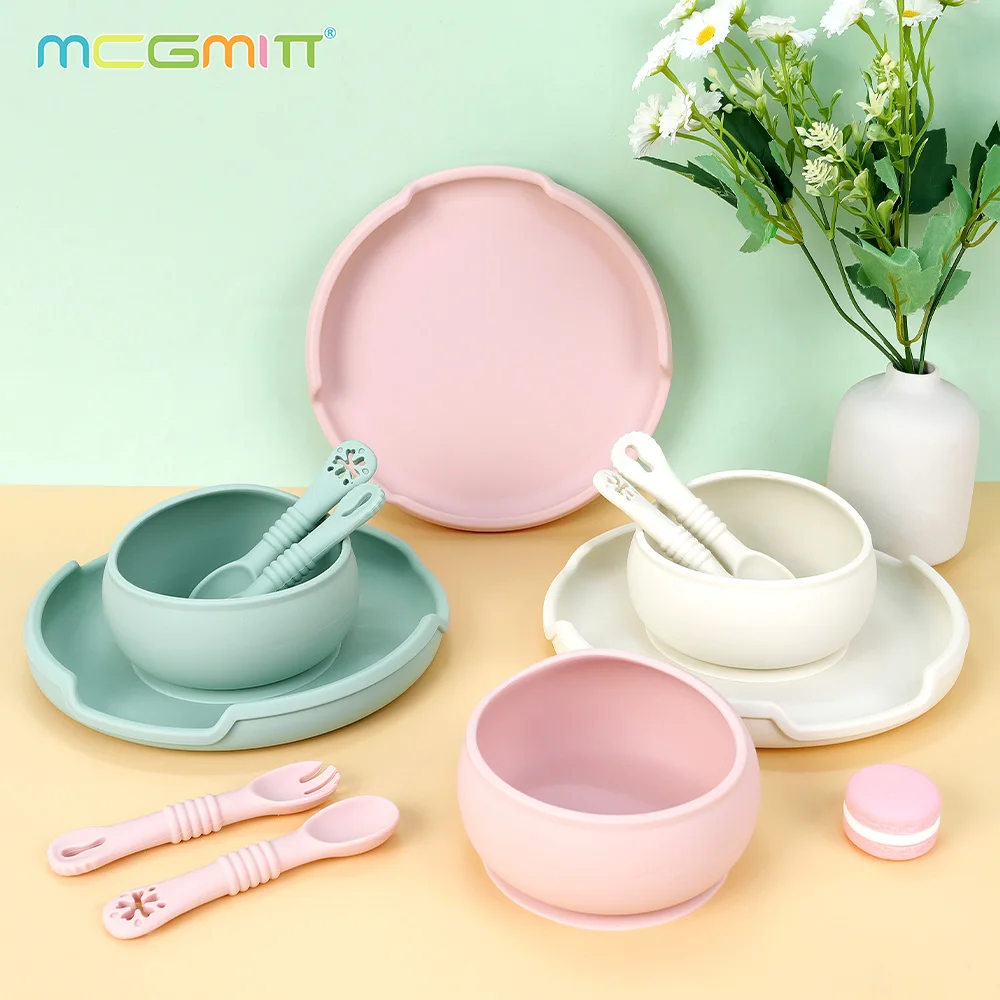 

Children's Dishes Set Baby Silicone 4piece Tableware Set Suction Cups Feeder Forks Spoons Silicone Bowl Mother and Baby Supplies
