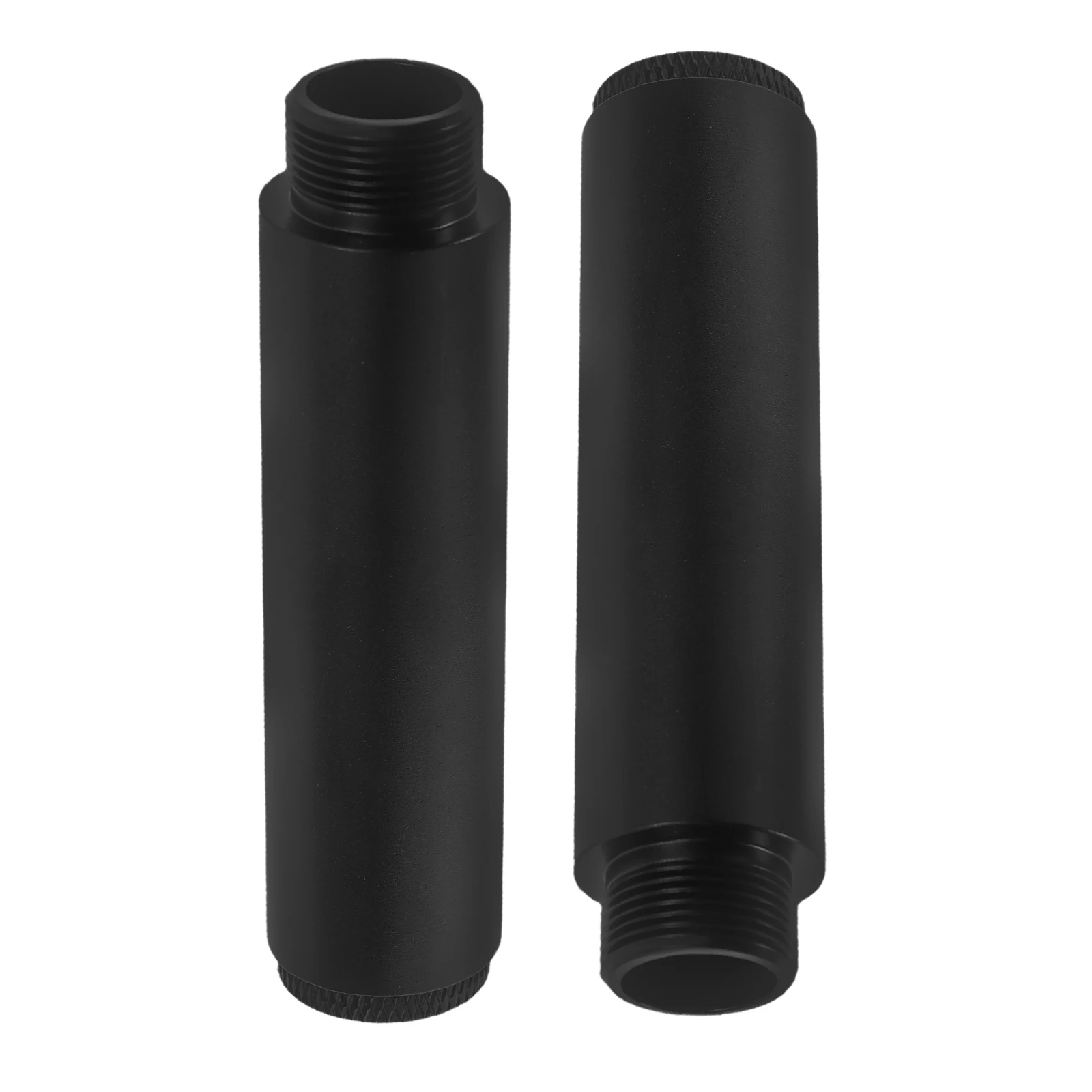 

2 Microphone Stand Extension Tubes 5/8 Inch Black Metal Rods 3/8 to 5/8 Adapters Desk Stands Durable Construction Recording Live