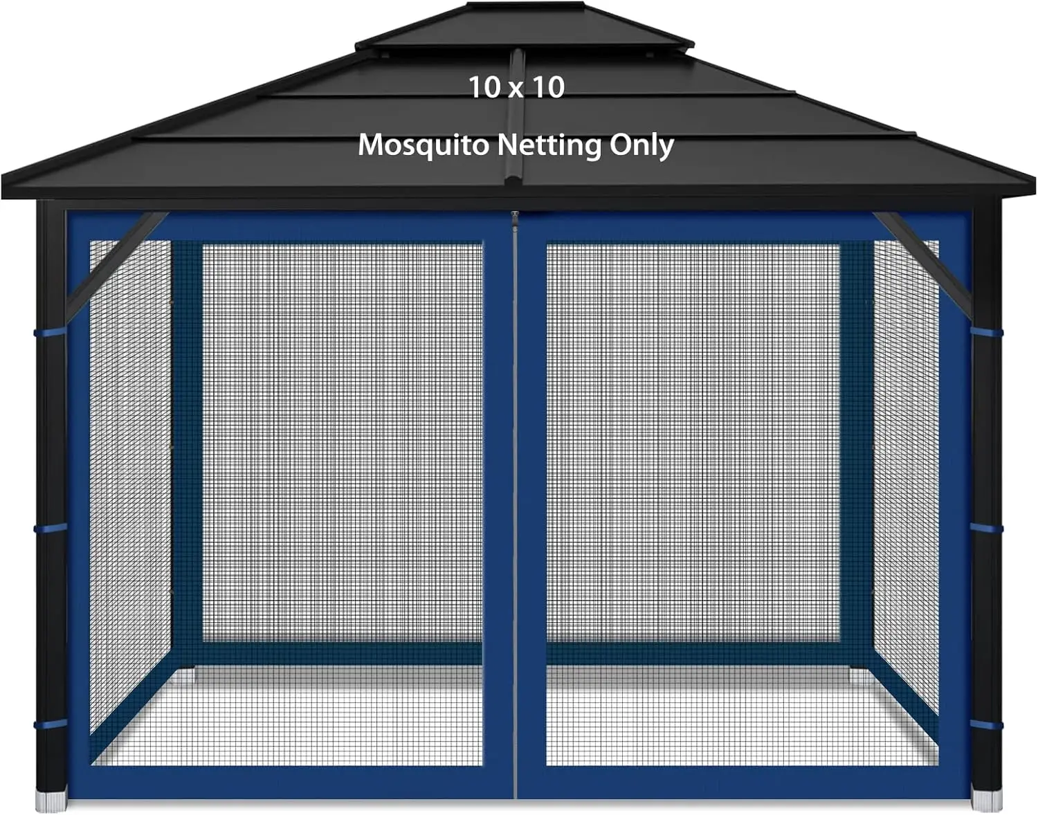 

Gazebo Replacement Mosquito Netting Outdoor Universal Gazebo Canopy 4 Panels Screen Sidewalls with Zipper for Patio Garden (Navy