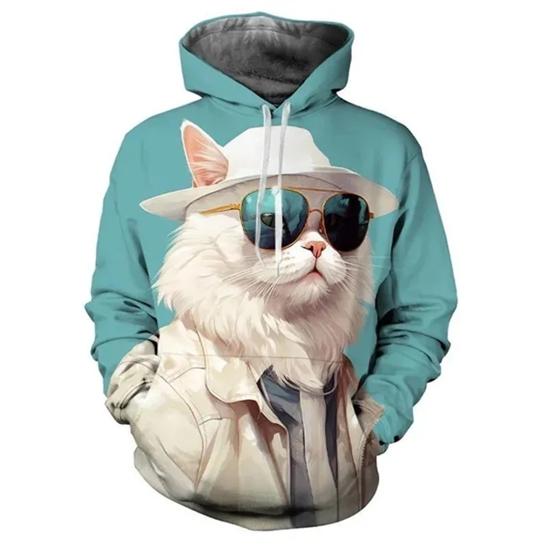 Autumn and winter hoodies men sweatshirts unisex 3d print hooded kitten print hoodie harajuku fashion pullover