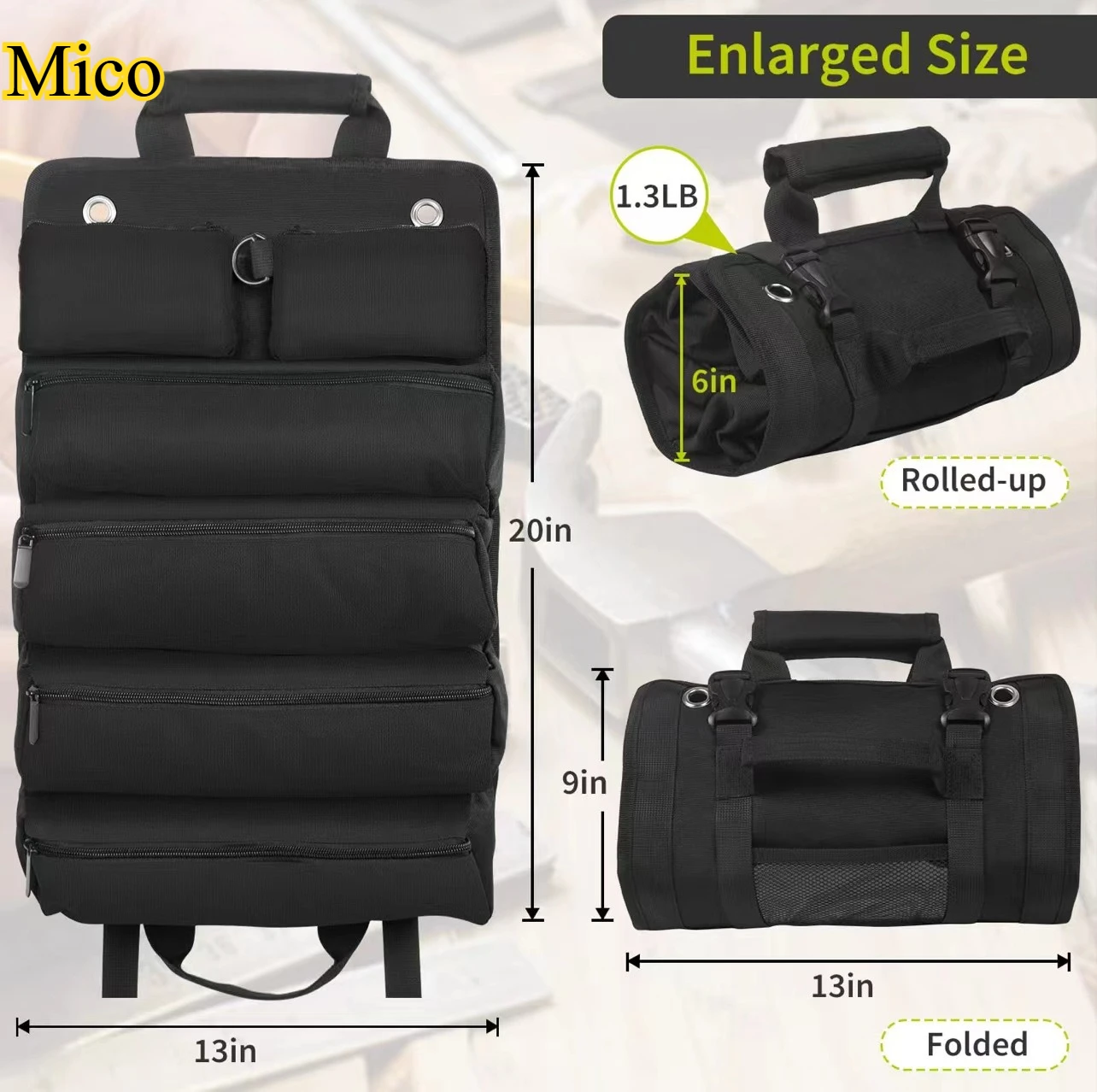 Heavy-Duty Canvas Tool Roll Organizer - Versatile Roll-Up Pouch for Car, Motorcycle & Electrician Tools 🔧🚗