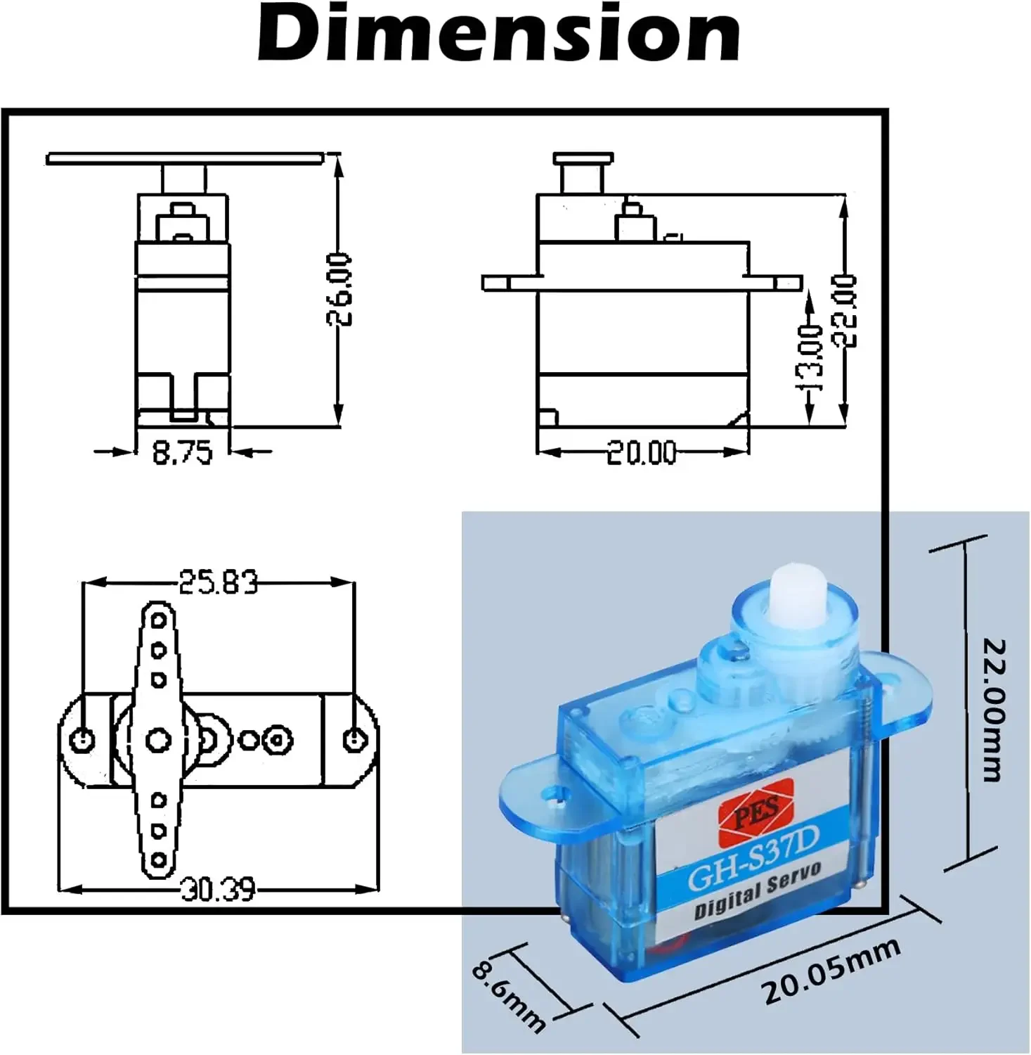3.7g mini servo digital super leve GH-S37D 4.8v 0.8 kg/cm micro servo para controle de aeronaves direção de vôo rc avião helicóptero