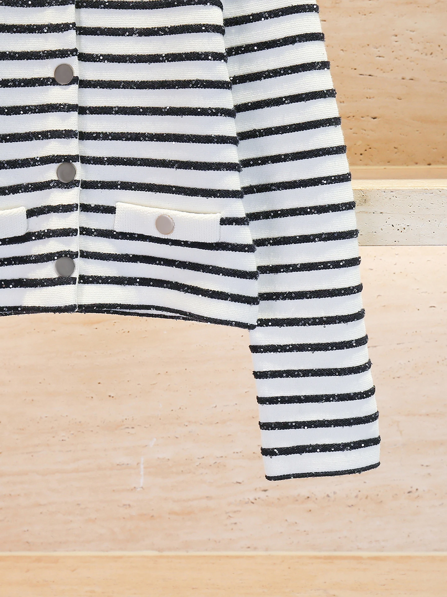 

M Home Nan You High End Women's Knitted Cardigan Jaet Sparkling Stripe Pattern Commute Sle Regular Fit Long Sve ort ...